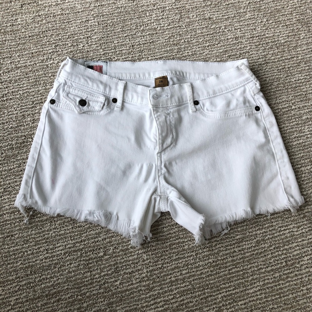 True Religion White Jean Shorts